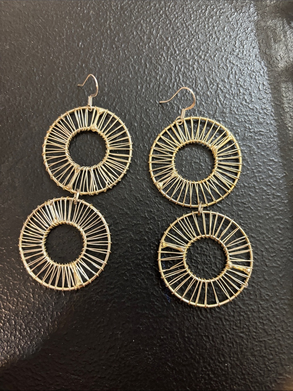 Double Circle Woven Drop Earrings - Women Jewelry